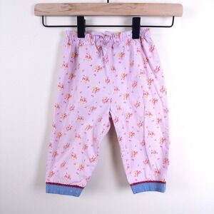 Vintage 90s Gymboree Floral Pants Baby 12-18M Purple Rose Print Cotton Poplin